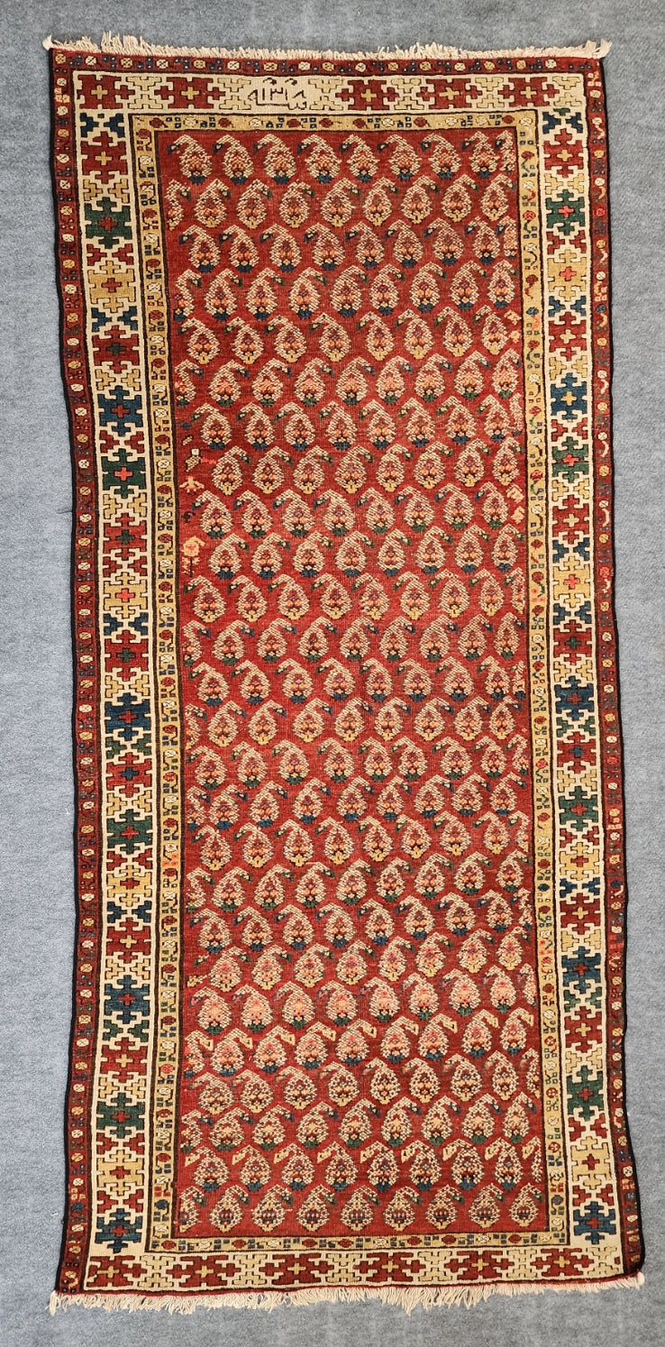 Antique Persian Hamadan Rug – Hand-Knotted Wool, 3.8x7.10 ft – Circa 1900s, Allover Boteh Design