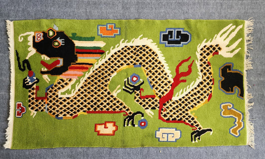 Green Dragon Tibetan Vintage Rug